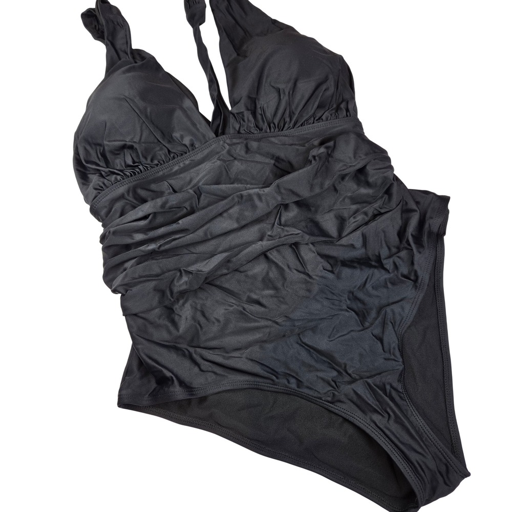 YOU DI AN One Piece Swimsuit Women 3XL Black Ruched Tummy Control Bin 1‎ NWT